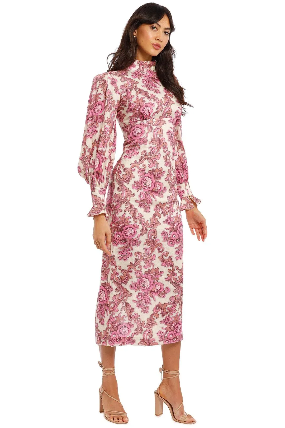 Alemais Isla Midi Dress in Magenta Floral Size 12 for rent on The Volte - main image