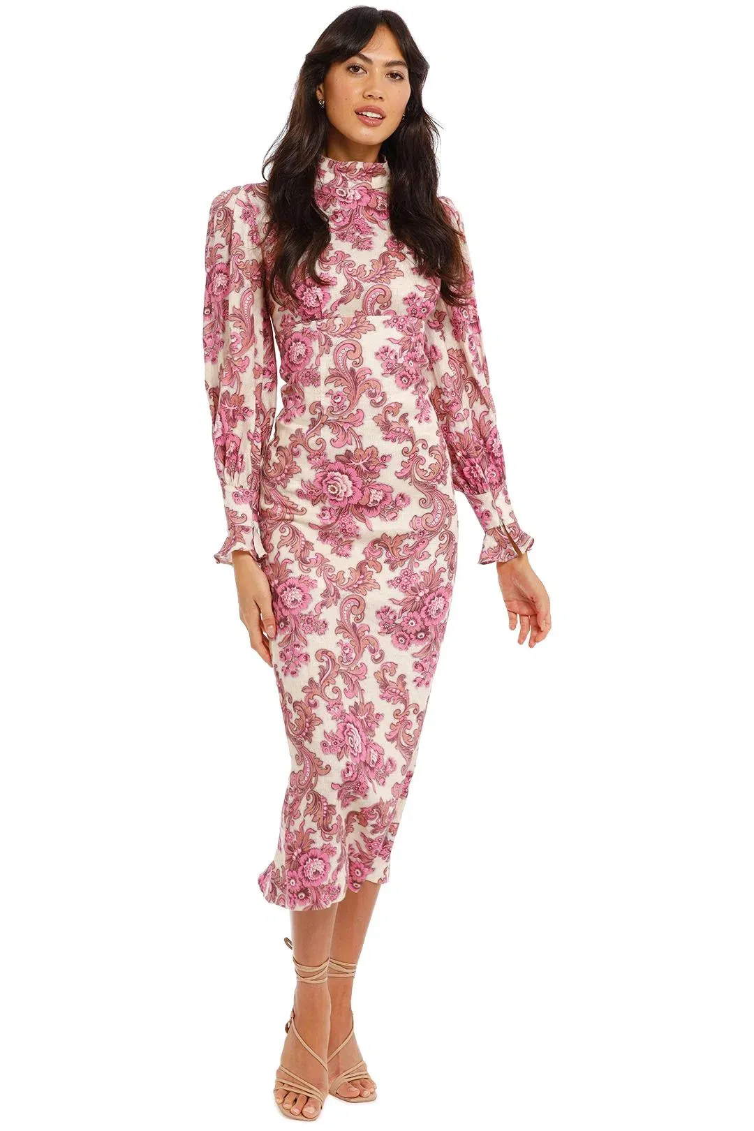 Alemais Isla Midi Dress in Magenta Floral Size 12 for rent on The Volte - main image