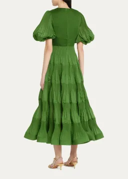 Zimmermann Pleated Midi Dress Green Size 0/AU 8 for rent on The Volte - image 2