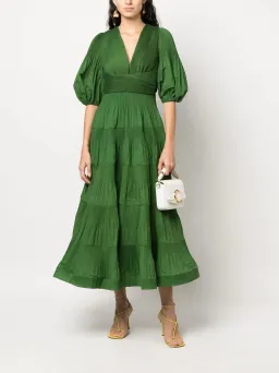 Zimmermann Pleated Midi Dress Green Size 0/AU 8 for rent on The Volte - image 1