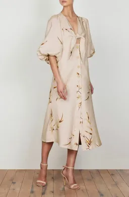 Shona joy Sundance Tie Front Linen Midi Dress Print Size 10 for rent on The Volte - image 2