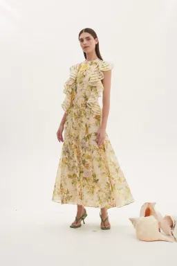 Alemais Eden Flounce Midi Dress Floral Size 8 for rent on The Volte - image 1