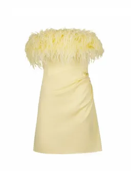 F.ILKK Feather Mini Dress Yellow Size 8 for rent on The Volte - image 4