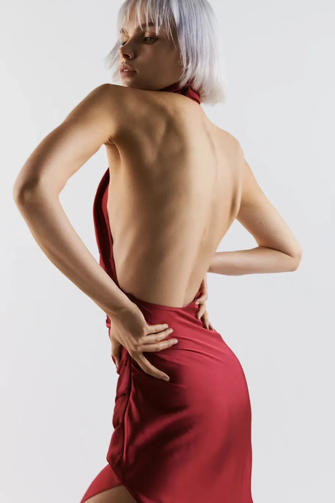 THE NEW ARRIVALS by İlkyaz Özel Valentina Midi Dress in Vin de Cerise Size 6/XS for rent on The Volte - main image