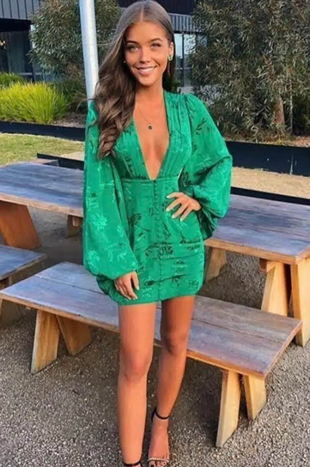 Rat & Boa Isabella Dress Green Size 8  for rent on The Volte - main image