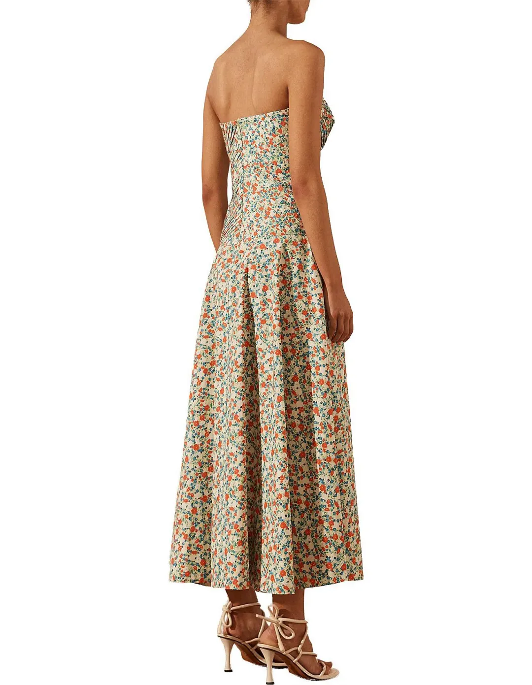 Shona Joy Ulani Strapless Pleated Midi Dress Floral Size 8 for rent on The Volte - main image