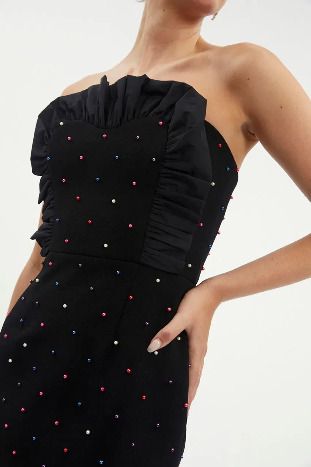 Rebecca Vallance Pollock Strapless Mini Dress Black Size 10 for rent on The Volte - main image