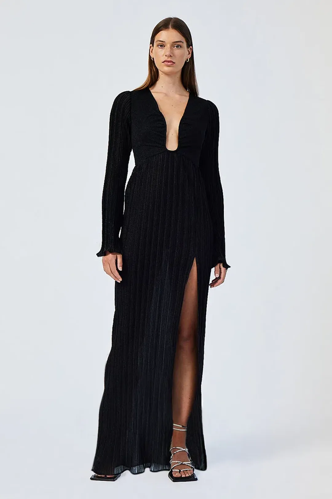 Suboo Crystal V Neck Maxi Dress Black Size XS/AU 6 for rent on The Volte - main image