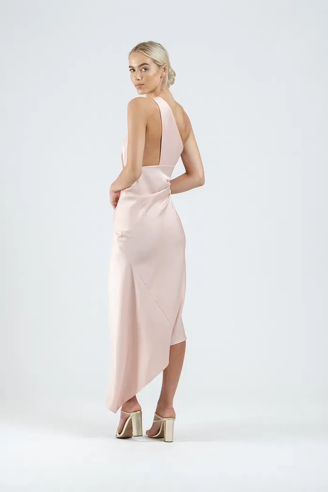 One Fell Swoop Temptation Midi Dress in Sleek Blush Size 10 for rent on The Volte - main image