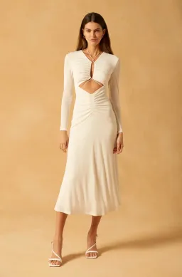 MISHA Kerry Slinky Jersey Midi Dress White Size 10/M for rent on The Volte - image 1