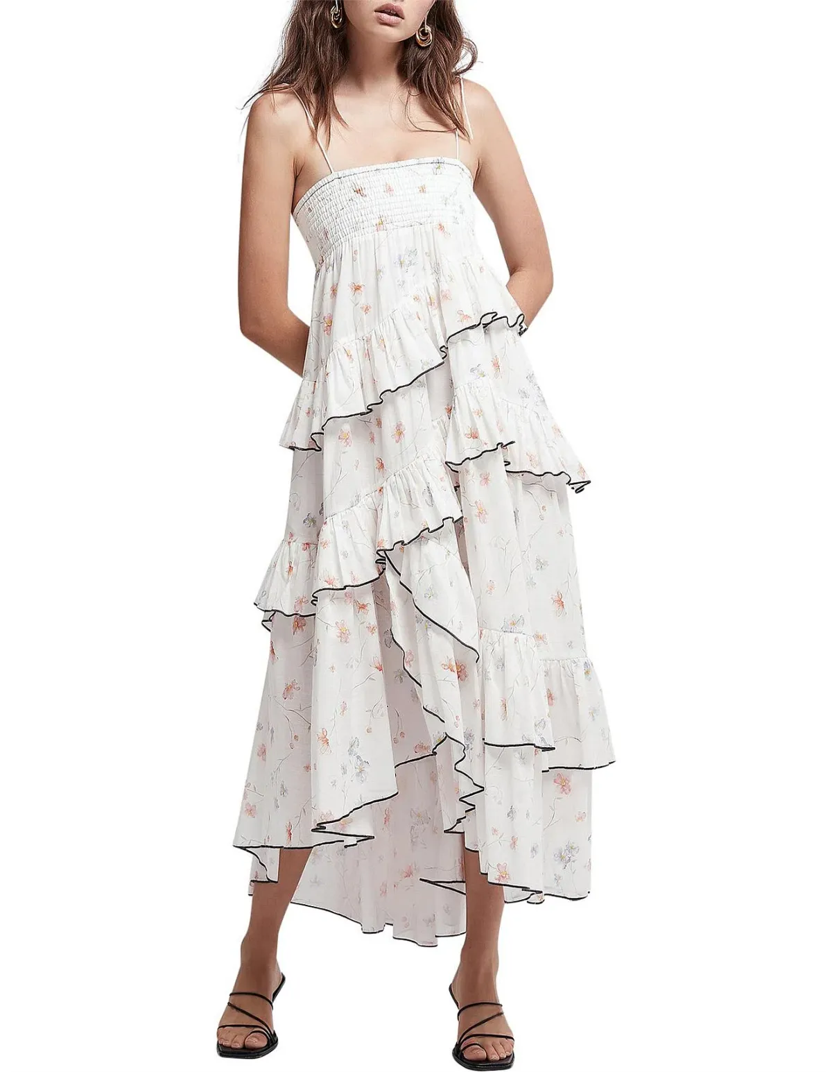 Aje Armeria High-Low Midi Dress Floral Size AU 10 for rent on The Volte - main image