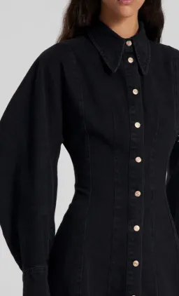 Scanlan Theodore Denim Cocoon Sleeve Mini Dress Washed Black Size 6 / XS for rent on The Volte - image 4