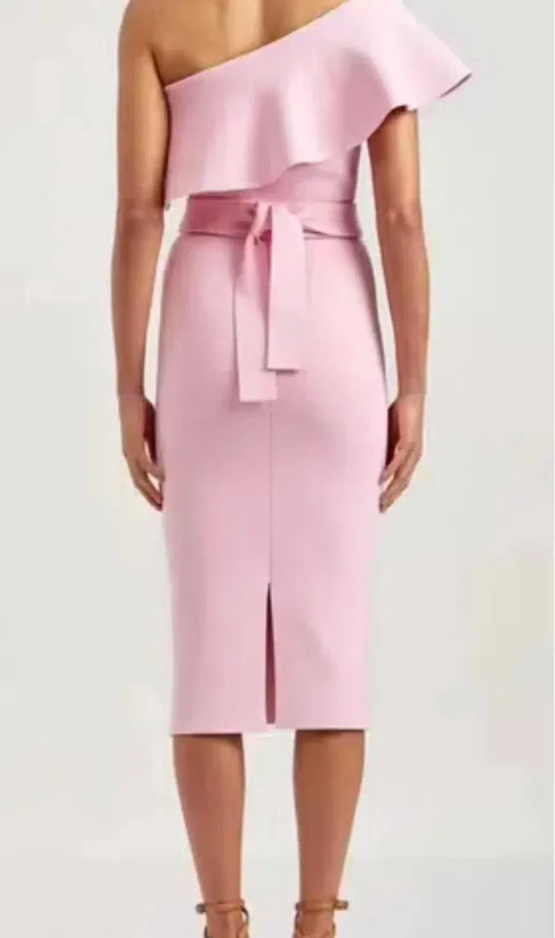 Scanlan Theodore Crepe Knit Ruffle Dress Pink Size XS / AU 6 for rent on The Volte - main image