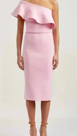Scanlan Theodore Crepe Knit Ruffle Dress Pink Size XS / AU 6 for rent on The Volte - image 4