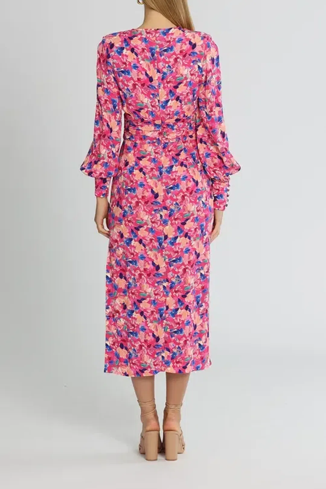 Rebecca Vallance Little Havana Midi Dress Pink Floral Size 10 for rent on The Volte - main image
