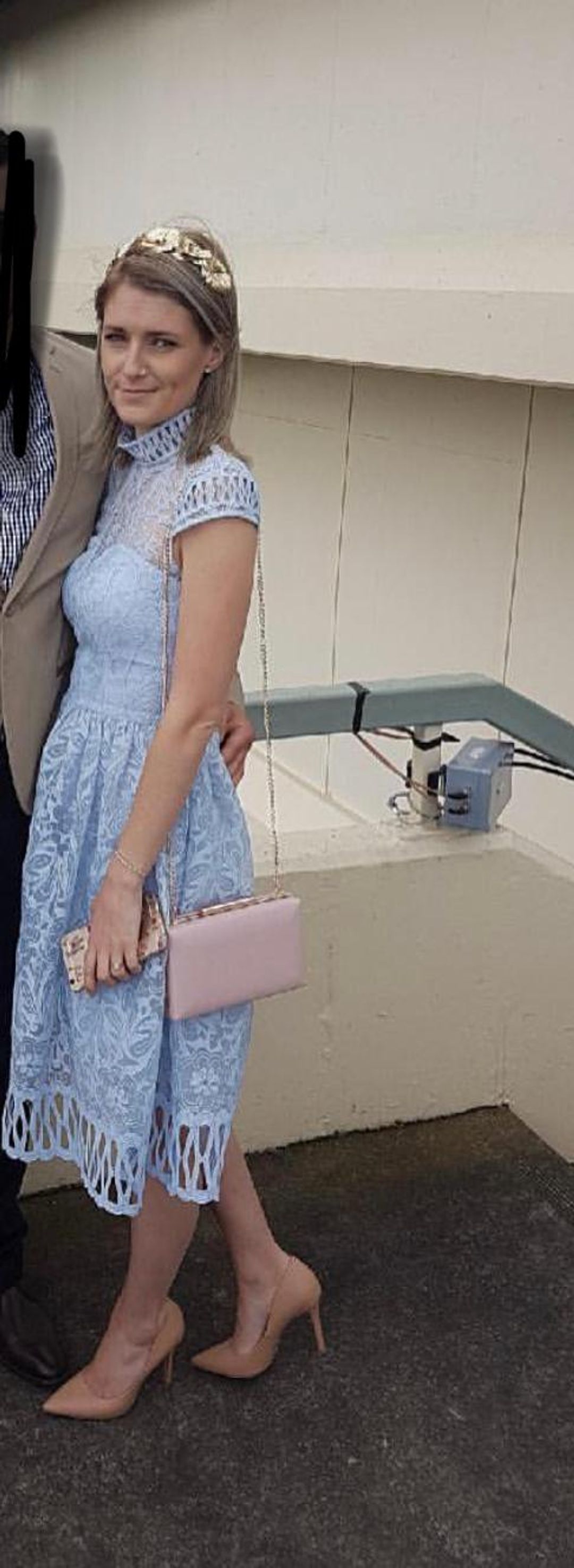 Chi Chi London Lace Skater Dress Blue Size 6 for rent on The Volte - main image