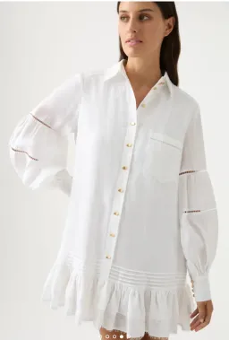 Aje Lotus Shirt Mini Dress White Size AU 10  for rent on The Volte - image 3