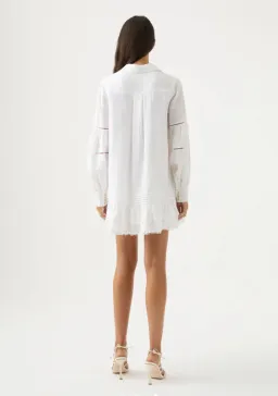 Aje Lotus Shirt Mini Dress White Size AU 10  for rent on The Volte - image 4