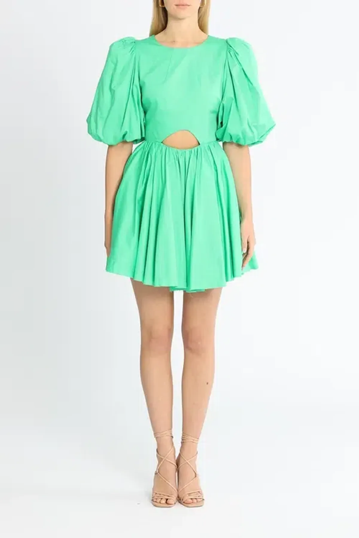 Aje Colette Cut Out Mini Dress Green Size AU 6 for rent on The Volte - main image