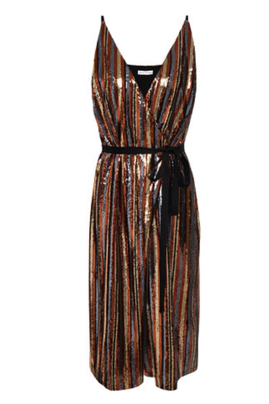 Robert Rodriguez Wrap Effect Striped Sequined Chiffon Dress Size 10 for rent on The Volte - main image