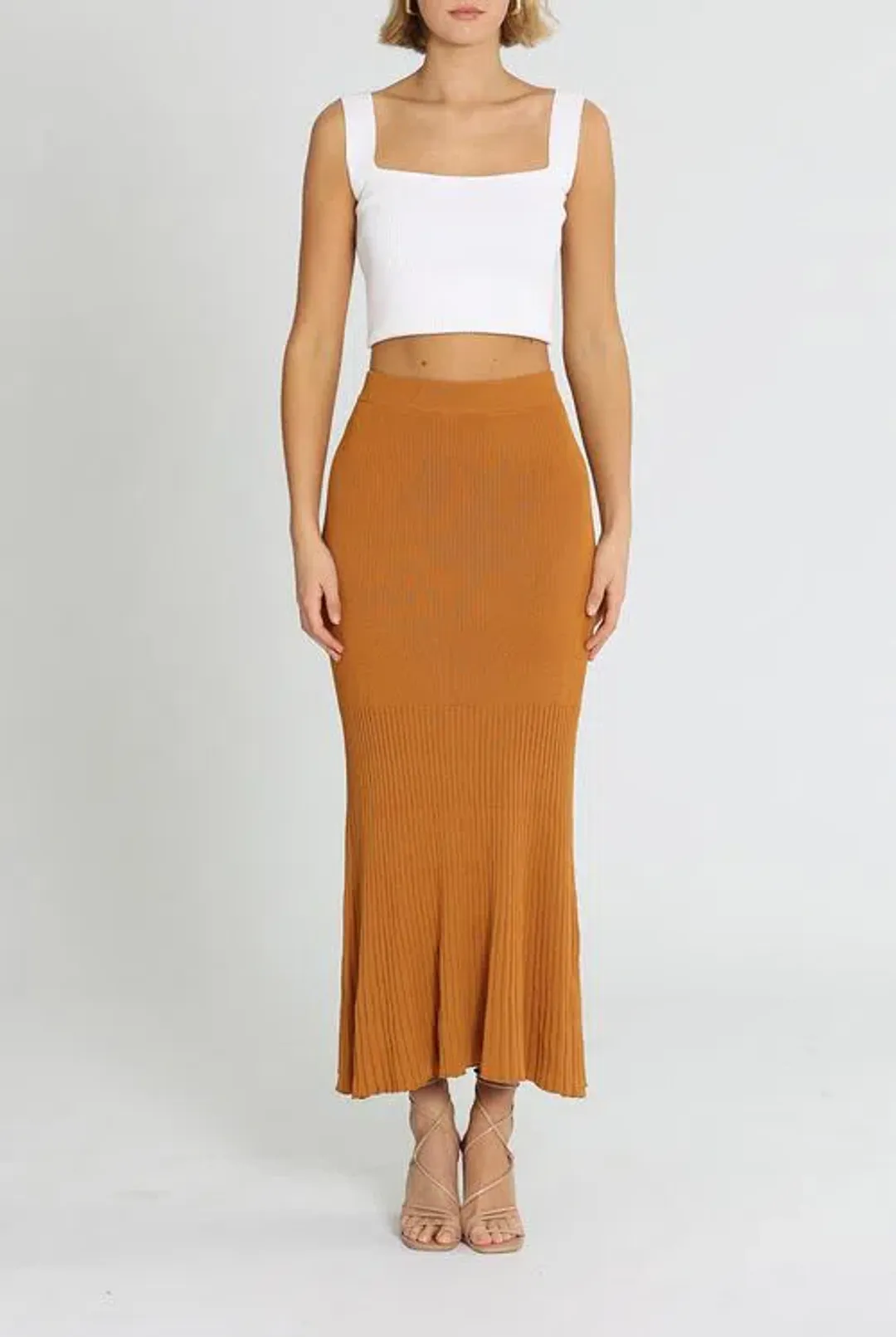Alice McCall Michelle Knit Skirt Tan Brown Size AU 8 for rent on The Volte - main image