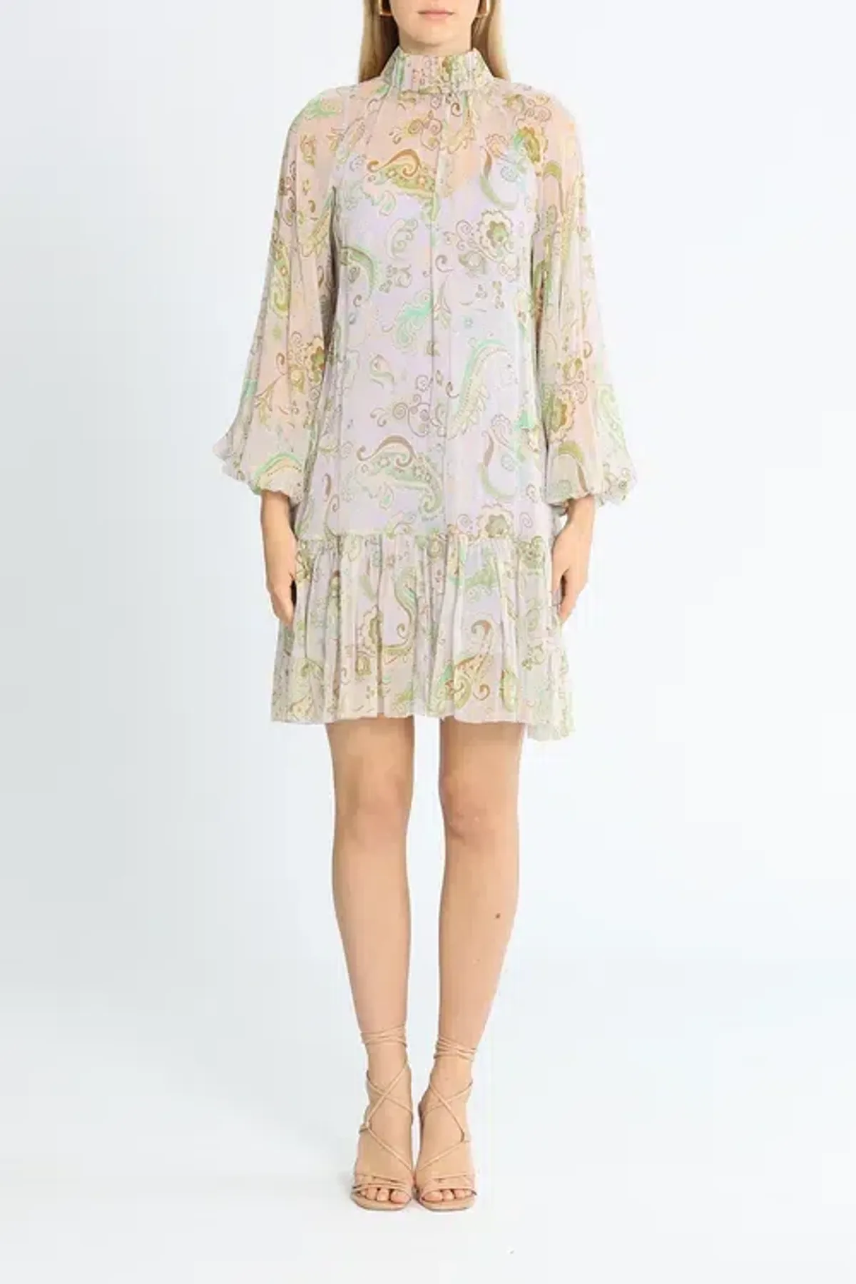 Alemais Marta Silk Crinkle Mini Dress Multi Print Size AU 10 for rent on The Volte - main image