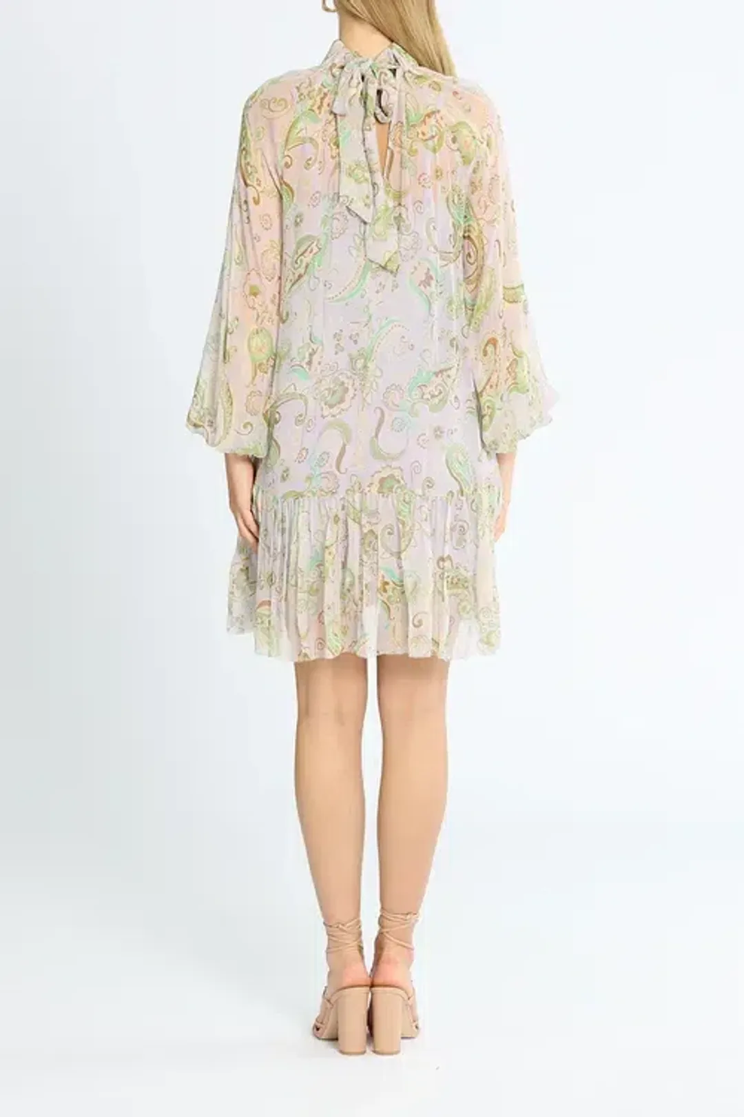 Alemais Marta Silk Crinkle Mini Dress Multi Print Size AU 10 for rent on The Volte - main image