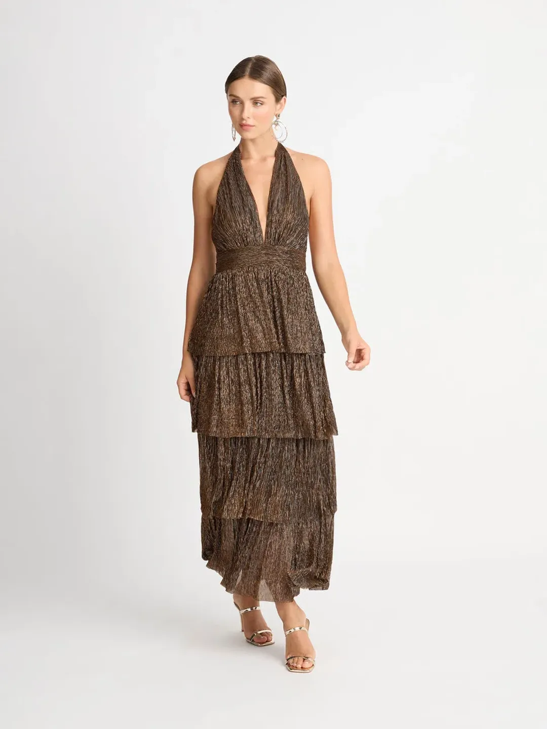 Sheike Galaxy Dress Metallic Gold Size 6 for rent on The Volte - main image