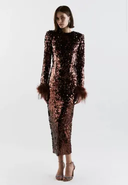 THE NEW ARRIVALS by İlkyaz Özel Veronique in Chambord Sequin Dress Size 6/XS for rent on The Volte - image 1