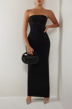 Heiress Beverly Hills Black Strapless Diamante Maxi Tube Dress Size 6 for rent on The Volte - image 2
