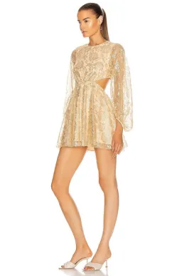 Alice McCall Magic Thinking Mini Dress Gold Size 8  for rent on The Volte - image 2