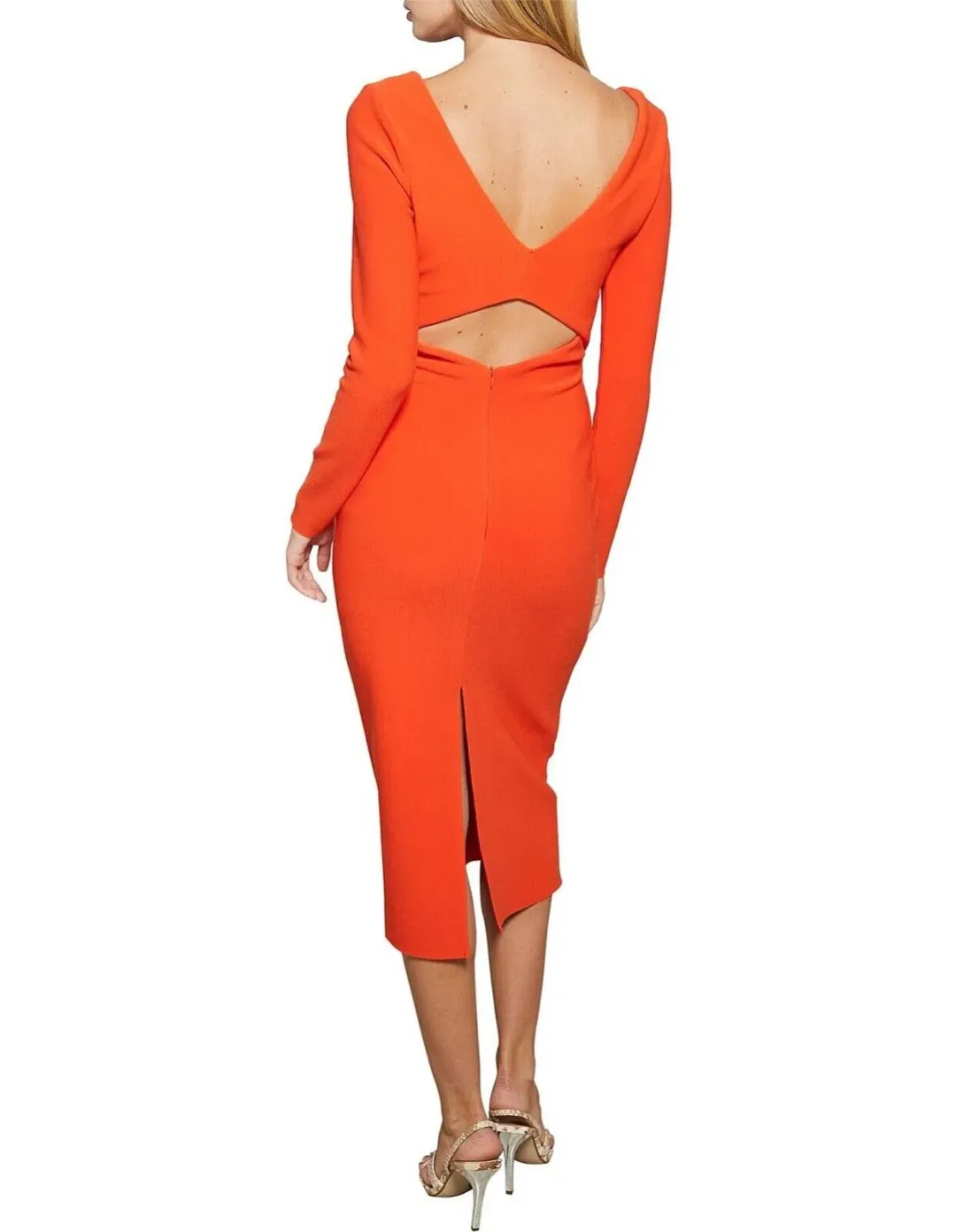 Bec & Bridge Ulla Long Sleeve Cut Out Dress Blood Orange Size 8  for rent on The Volte - main image