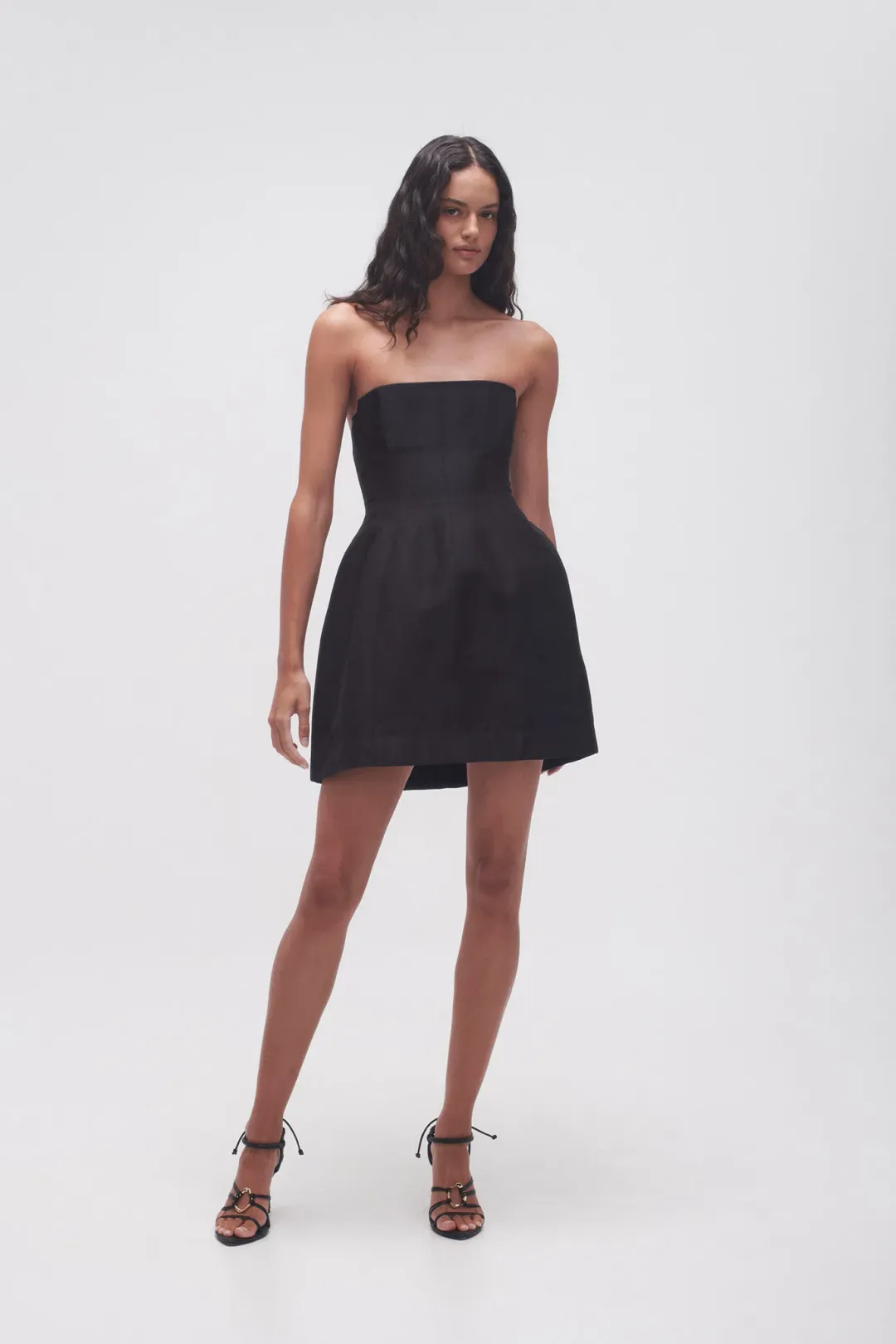 Aje Baret Mini Strapless Dress Black Size 6  for rent on The Volte - main image