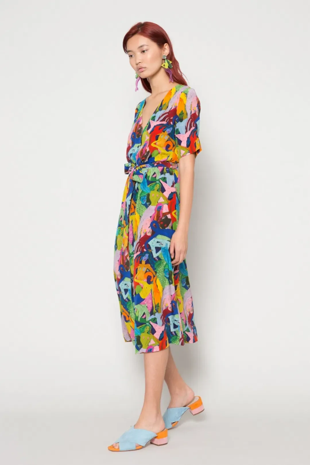 Gorman Dark Mermaid Technology Midi Silk Dress Multi Size 6 for rent on The Volte - main image
