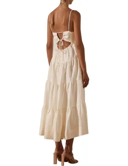 Shona Joy Blanca Linen Tiered Midi Dress Cream Size 10 for rent on The Volte - image 2