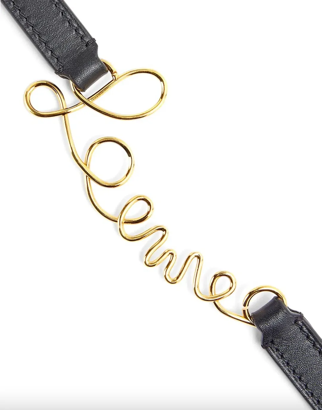 Loewe Word Leather Logo Belt Black and Gold Size 6 for rent on The Volte - main image