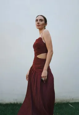 Aje Laurier Wave Maxi Dress Burgundy Size 12 / L for rent on The Volte - image 4