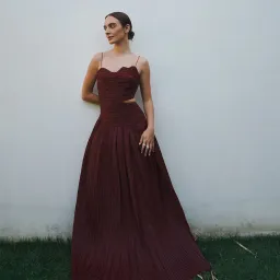 Aje Laurier Wave Maxi Dress Burgundy Size 12 / L for rent on The Volte - image 3