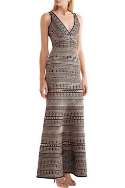 Herve Leger Regina Jacquard Knit Bandage Gown Size 8 for rent on The Volte - image 1