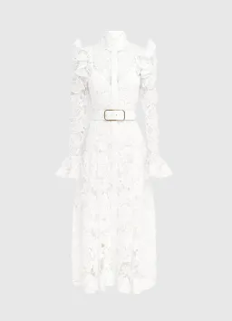 Leo Lin Aliyah Butterfly Sleeve Midi Dress Snow Size 10 for rent on The Volte - image 2