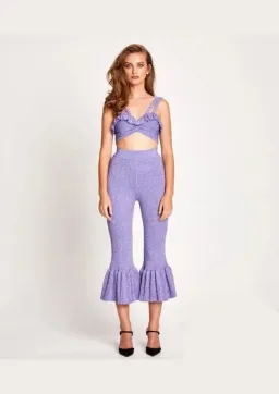 Alice Alice McCall Love Letters Crop Top and Flared Pants Set Purple Sparkle Metallic Size 8  for rent on The Volte - image 2