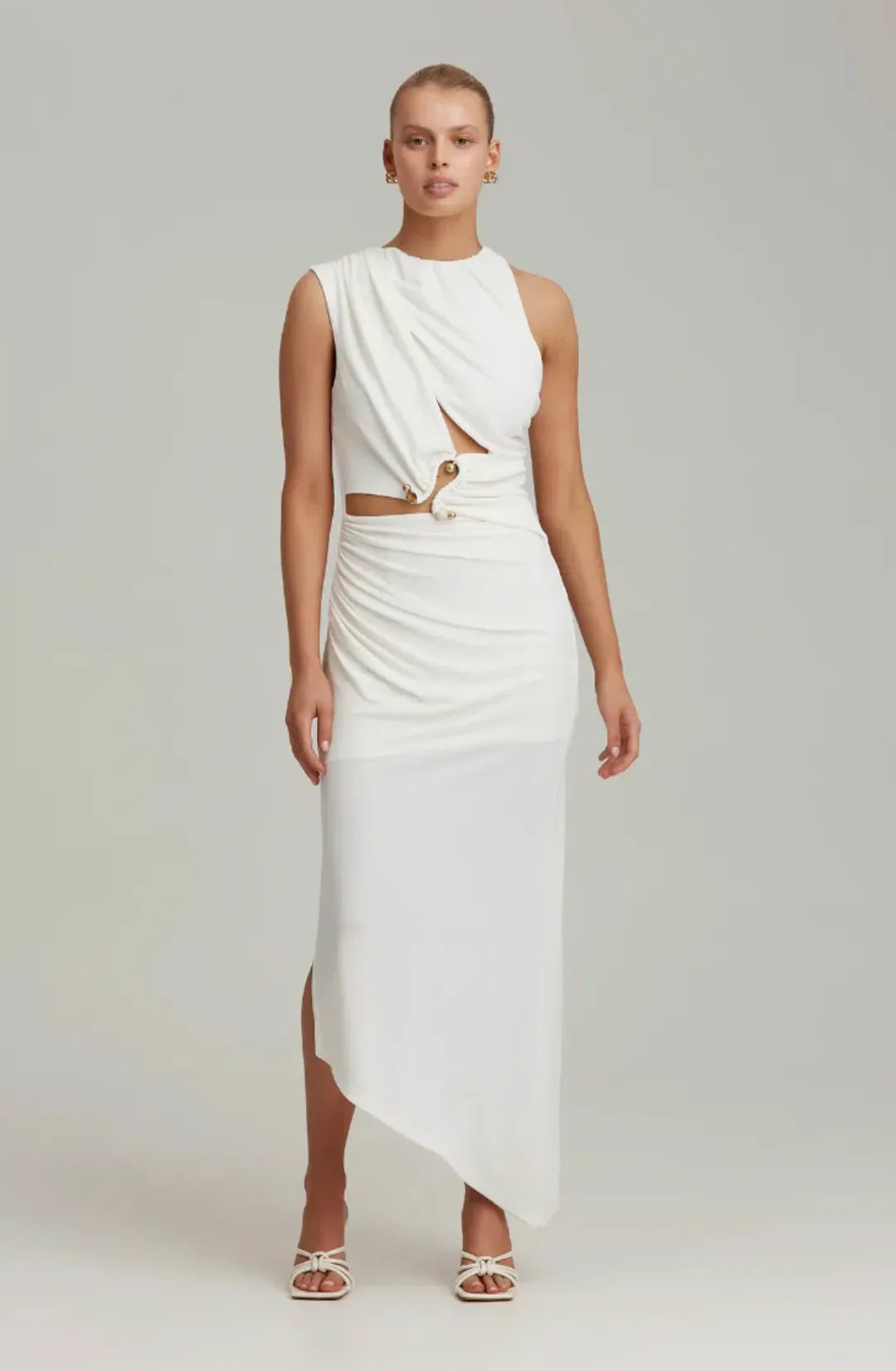 C/MEO Collective Entropy Midi Dress White Size 6 for rent on The Volte - main image
