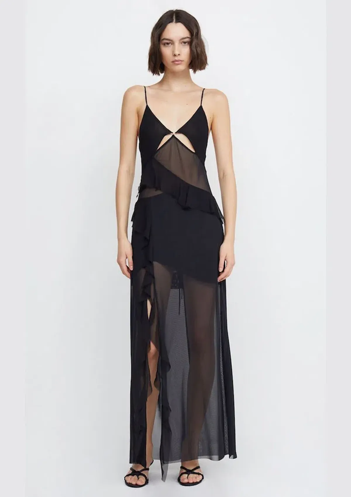Bec & Bridge Aurelie Strap Frill Maxi Dress Black Size 6 for rent on The Volte - main image