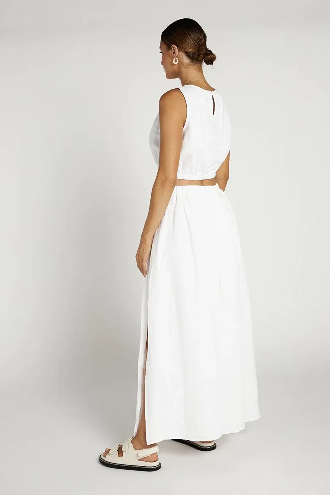 DISSH Dylan Linen Crop Top and Maxi Skirt Set White Size S / AU 8 for rent on The Volte - main image