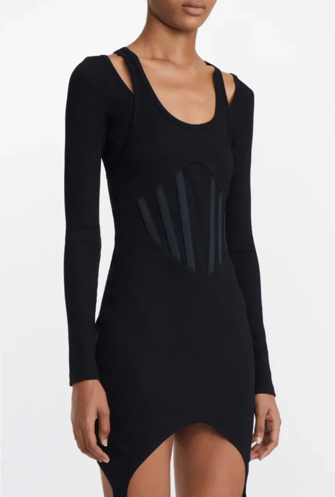 Dion Lee Fin Rib Corset Mini Dress Black Size 10 for rent on The Volte - main image