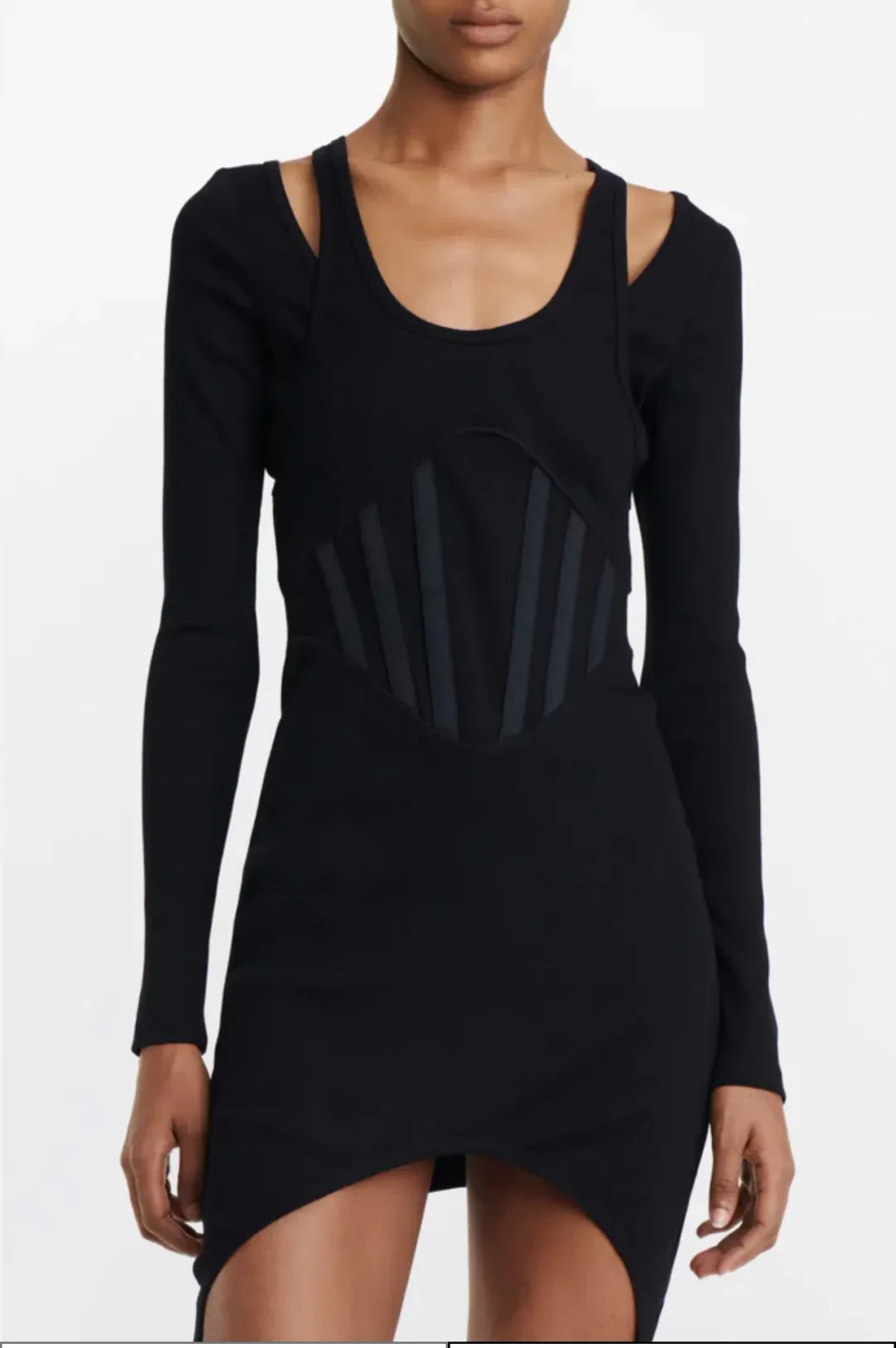 Dion Lee Fin Rib Corset Mini Dress Black Size 10 for rent on The Volte - main image