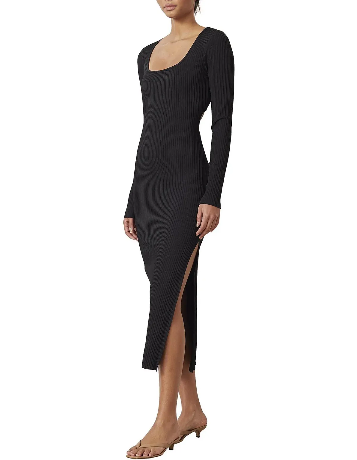Bec & Bridge Noir et Blanc Long Sleeve Midi Dress Black Size AU 8 for rent on The Volte - main image