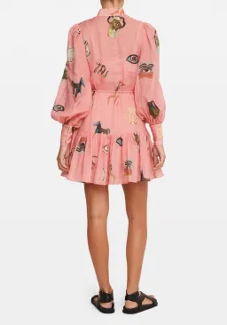 Alemais Cleo Smock Mini Dress Pink/Print Size 10 for rent on The Volte - image 2