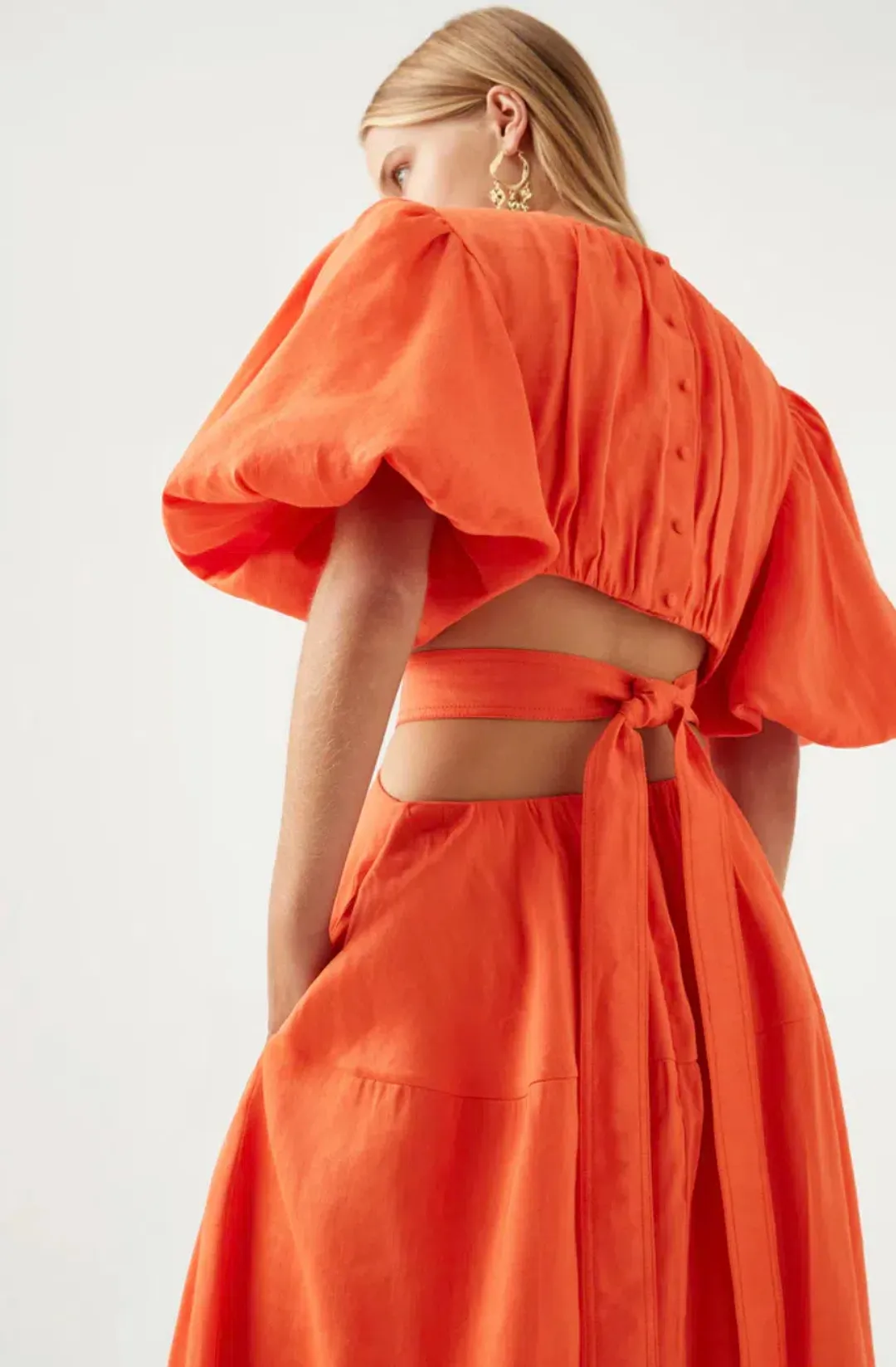 Aje Mimosa Midi Dress Orange Size AU 10 for rent on The Volte - main image