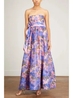 Zimmermann High Tide Strapless Dress Purple Ikat Floral Size 0 / AU 8 for rent on The Volte - image 1